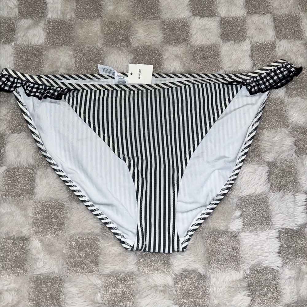 Aerie swim Striped Black and White Bikini Bottom size medium